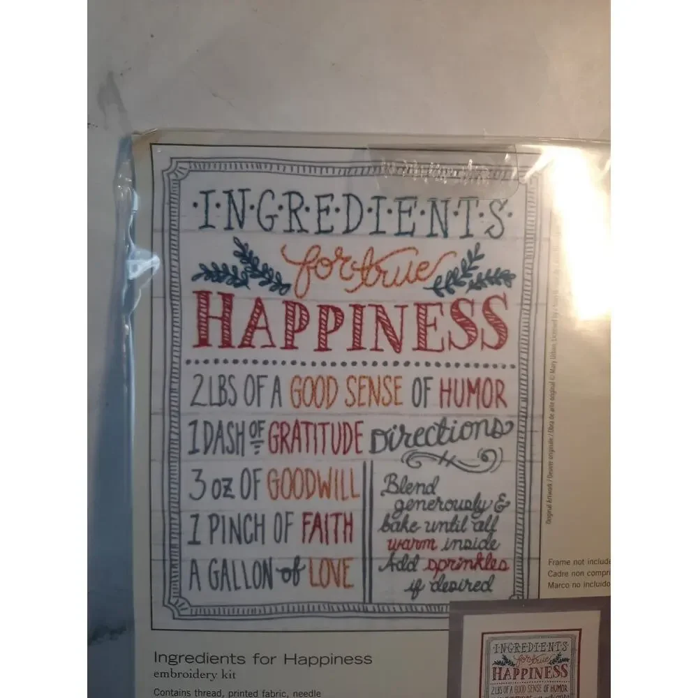 Dimensions Stamped Cross Stitch Kit 71-01569 Ingredients for Happiness 8x10